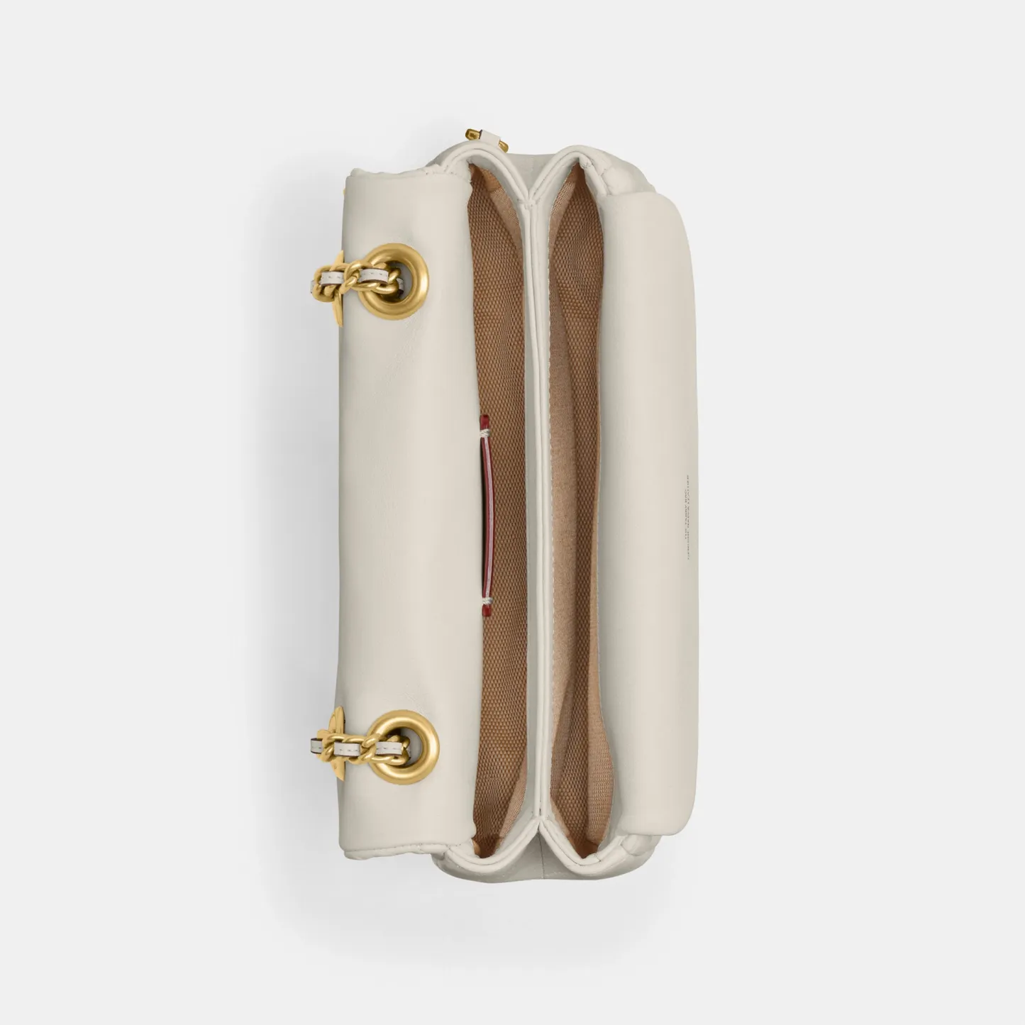 COACH®,Tabby Shoulder Bag 20 With Pillow Quilting,Leather,Shoulder Bag,Chain Detail,Embossed,Logo,Metal,Gold Metal,Day Party,White,Inside View,Top View