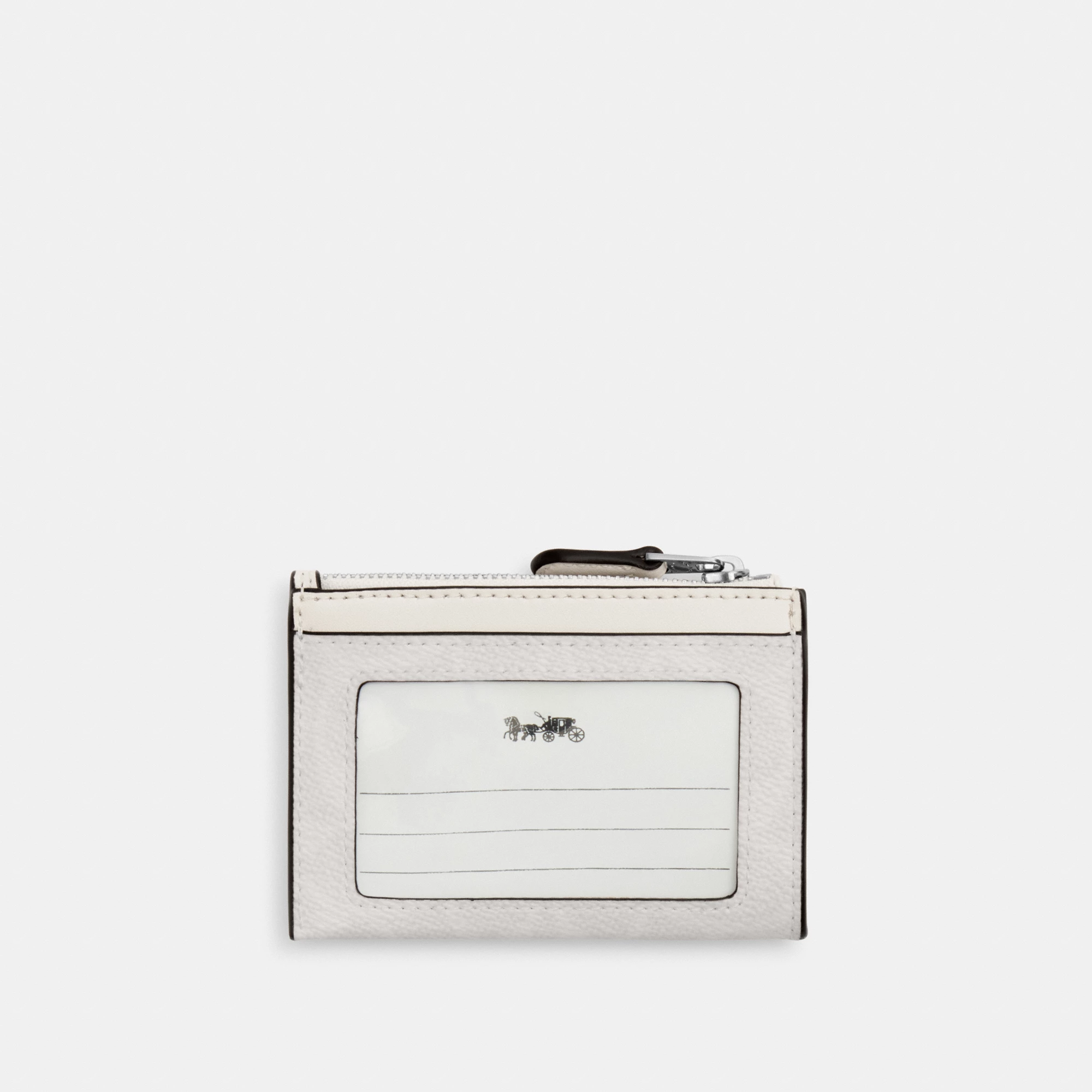 COACH®,Mini Skinny Id Case In Signature Canvas,Card Case,Metal,Color Block,Logo,Sustainable,Key Ring,Casual,Gray,Back View