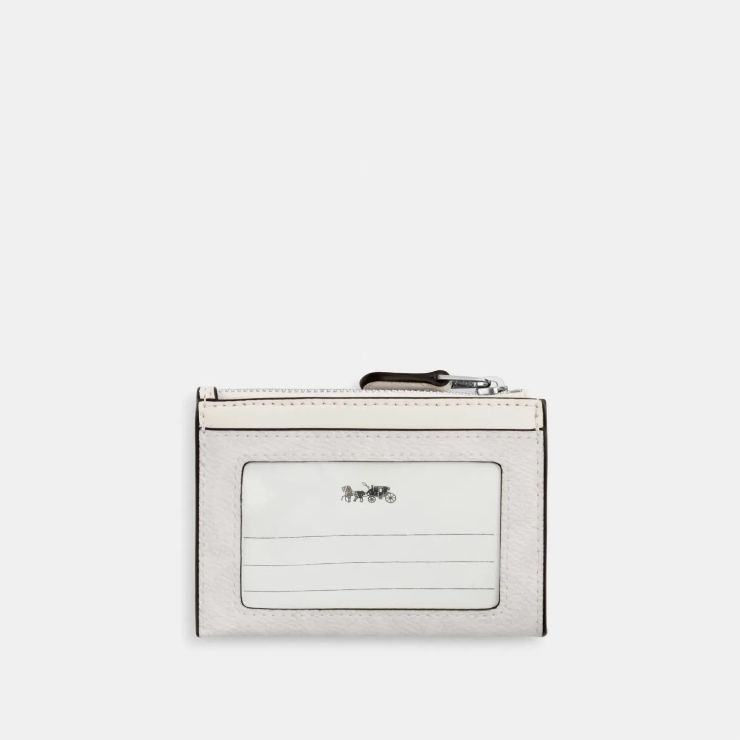 COACH®,Mini Skinny Id Case In Signature Canvas,Card Case,Metal,Color Block,Logo,Sustainable,Key Ring,Casual,Gray,Back View