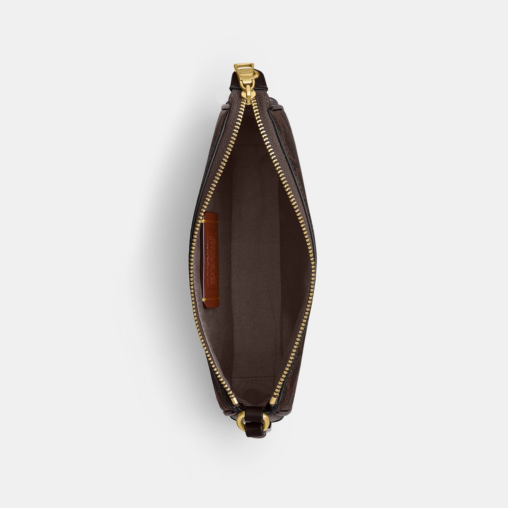 COACH®,Plaza Bag 18 In Signature Canvas,Calfskin Leather,Leather,Canvas,Fabric,Shoulder Bag,Logo,Compact,Lined,2 in 1,Bras...,Brown,Inside View,Top View