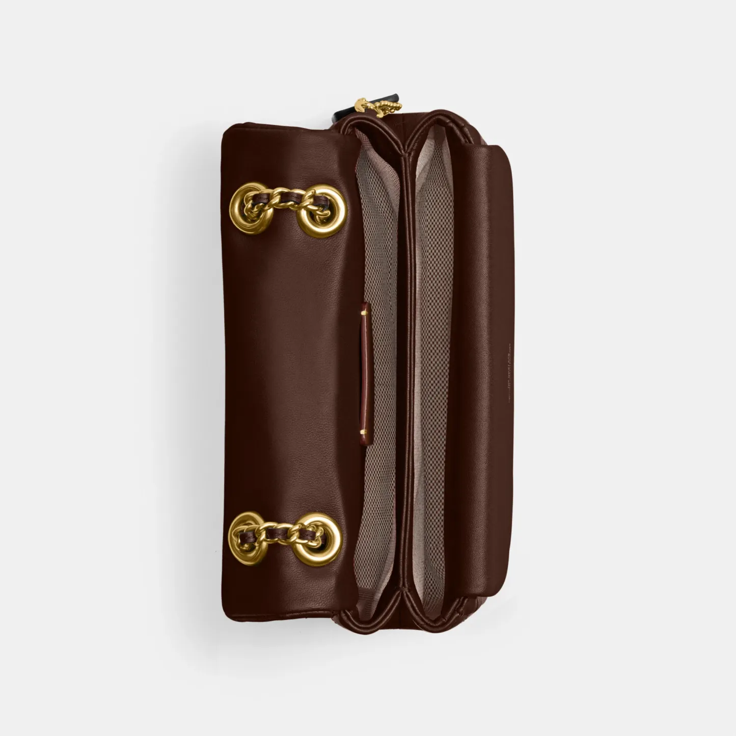 COACH®,Tabby Shoulder Bag 20 With Pillow Quilting,Leather,Shoulder Bag,Chain Detail,Embossed,Logo,Metal,Gold Metal,Day Party,Brown,Inside View,Top View
