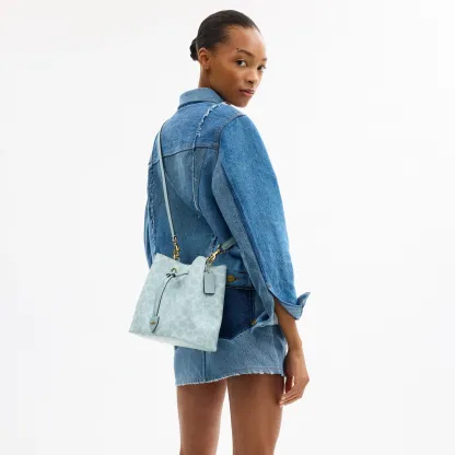 Rowan Bucket Bag In Signature Canvas - signature canvas/Gold/Light Blue - view 10