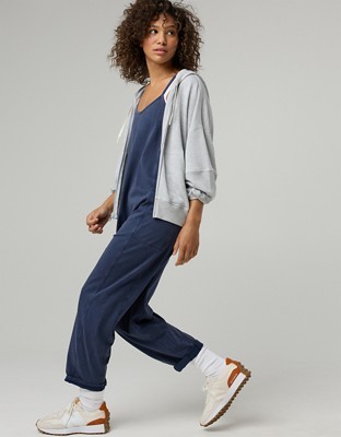 OFFLINE By Aerie OG Cotton Racerback Jumpsuit - Royal Navy