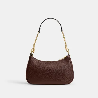 COACH®,Teri Shoulder Bag,Shoulder Bag,Chain Detail,Metal,Logo,Casual,Brown,Back View