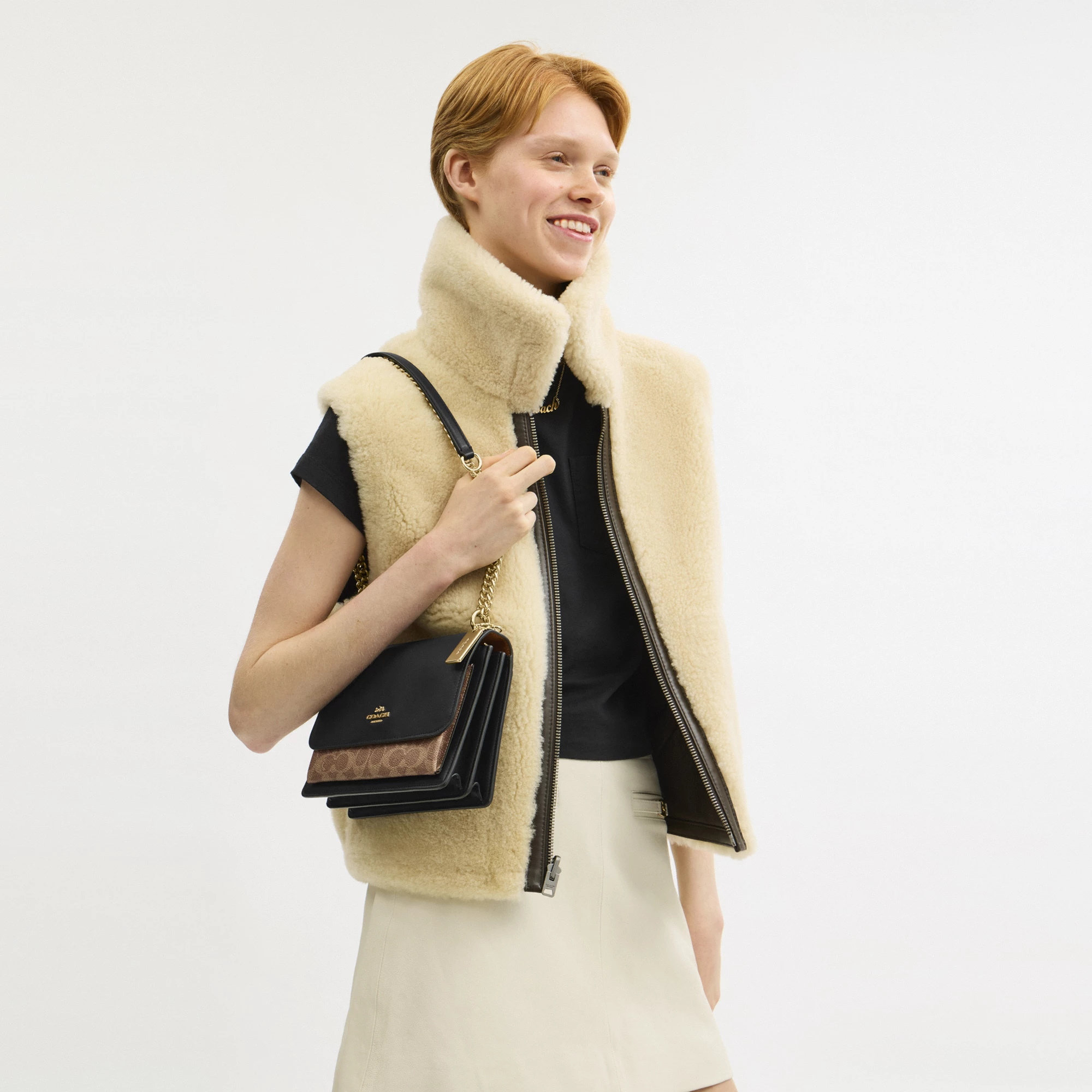COACH®,Klare Crossbody Bag In Signature Canvas,Crossbody,Chain Detail,Pattern,Day Party,Black,Detail View