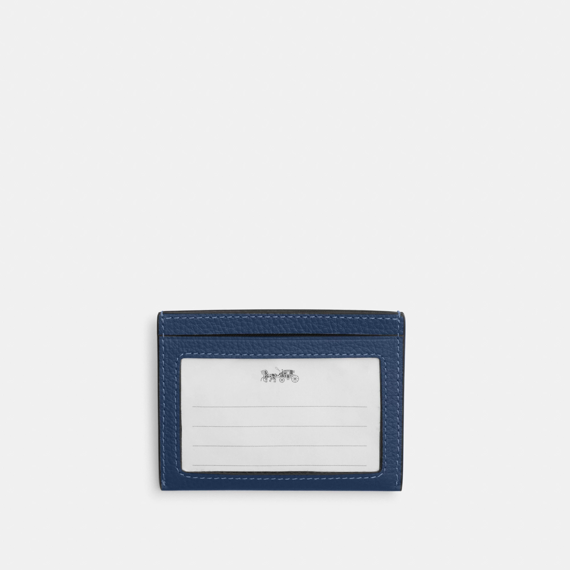 COACH®,Slim Id Card Case,Leather,Card Case,Casual,Navy,Back View