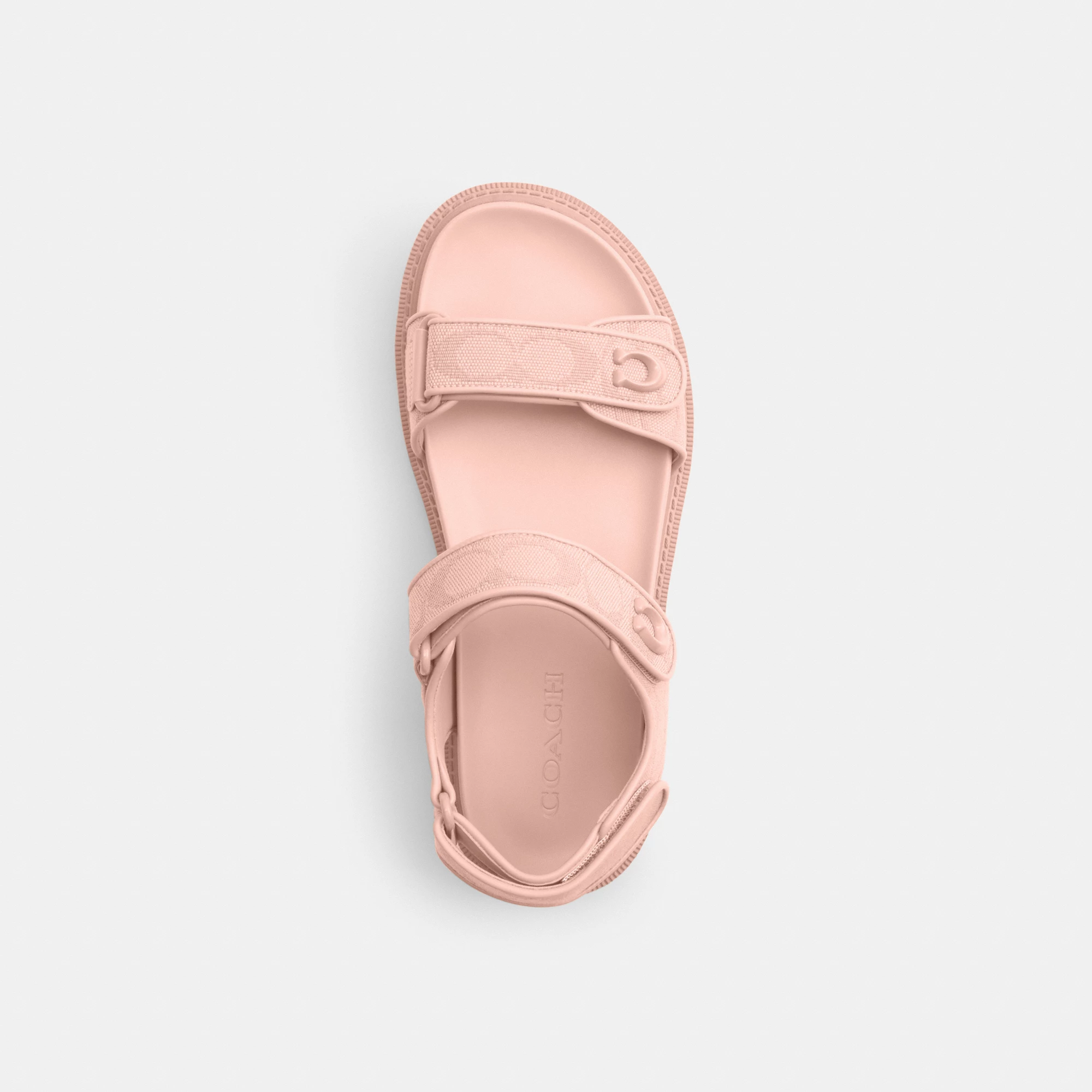COACH®,Brynn Sandal In Signature Canvas,Cotton,Synthetic,Sandals,Fabric,Logo,Padded Insole,Sustainable,Casual,Pink,Inside View,Top View