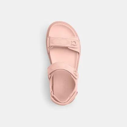 COACH®,Brynn Sandal In Signature Canvas,Cotton,Synthetic,Sandals,Fabric,Logo,Padded Insole,Sustainable,Casual,Pink,Inside View,Top View
