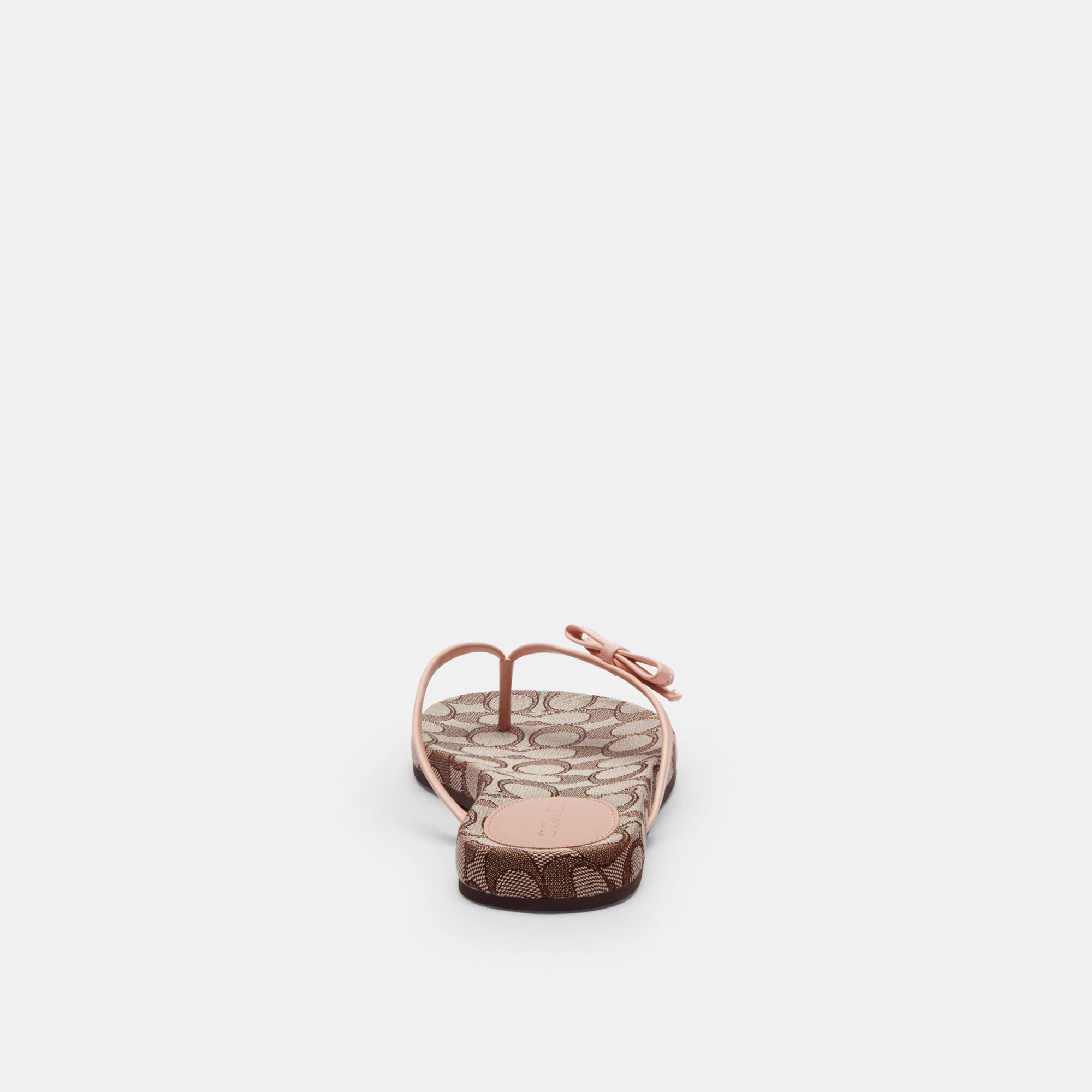 COACH®,Bow Flip Flop In Signature Jacquard,Brown,Alternate View