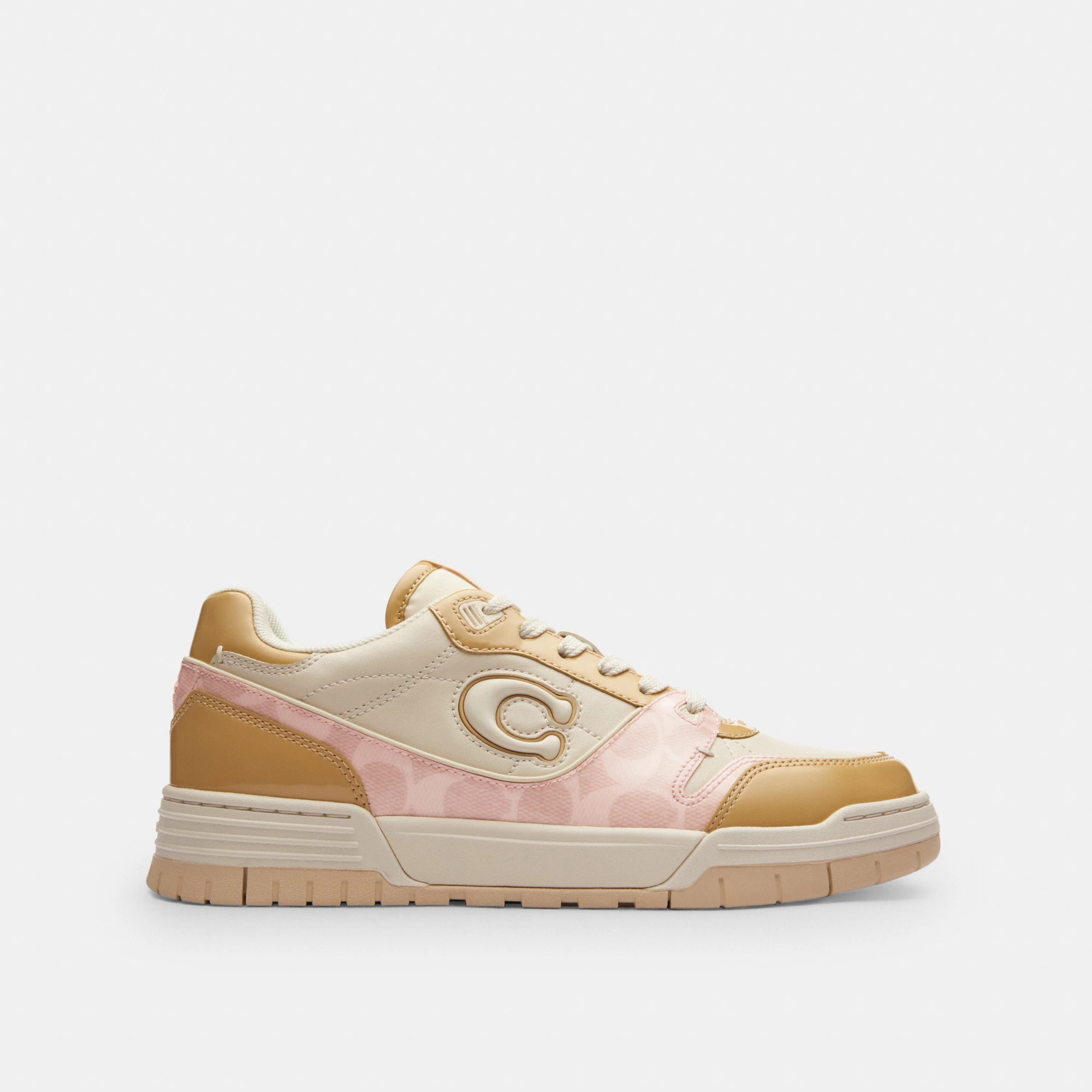 COACH®,Soho Sneaker With Patent Signature,Rubber,EVA,Recycled Polyester,Canvas,Leather,Polyester,Low Top,Casual,Fabric,Pla...,Multi Color,Angle View