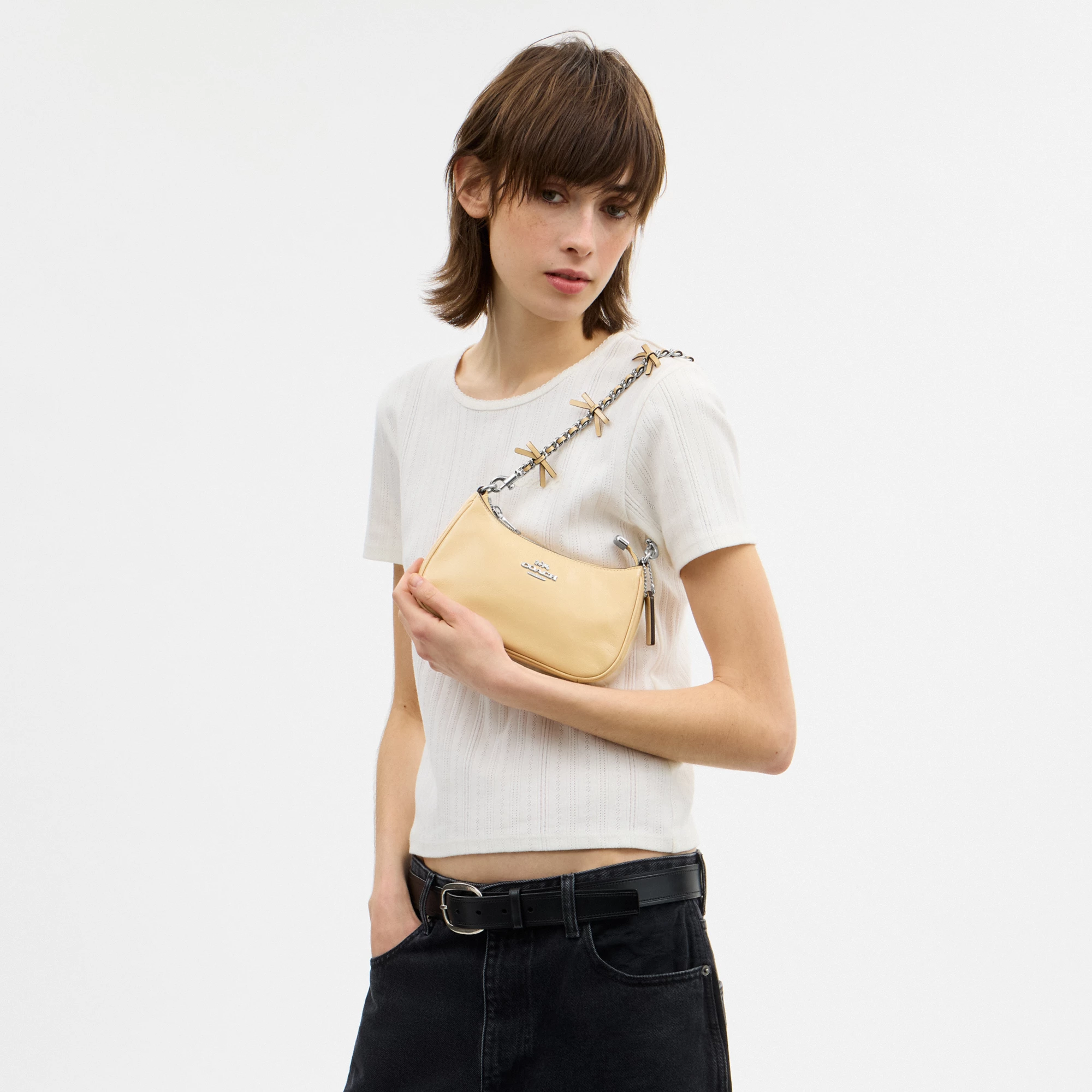 COACH®,Teri Mini Crossbody Bag With Bows,Beige,Detail View