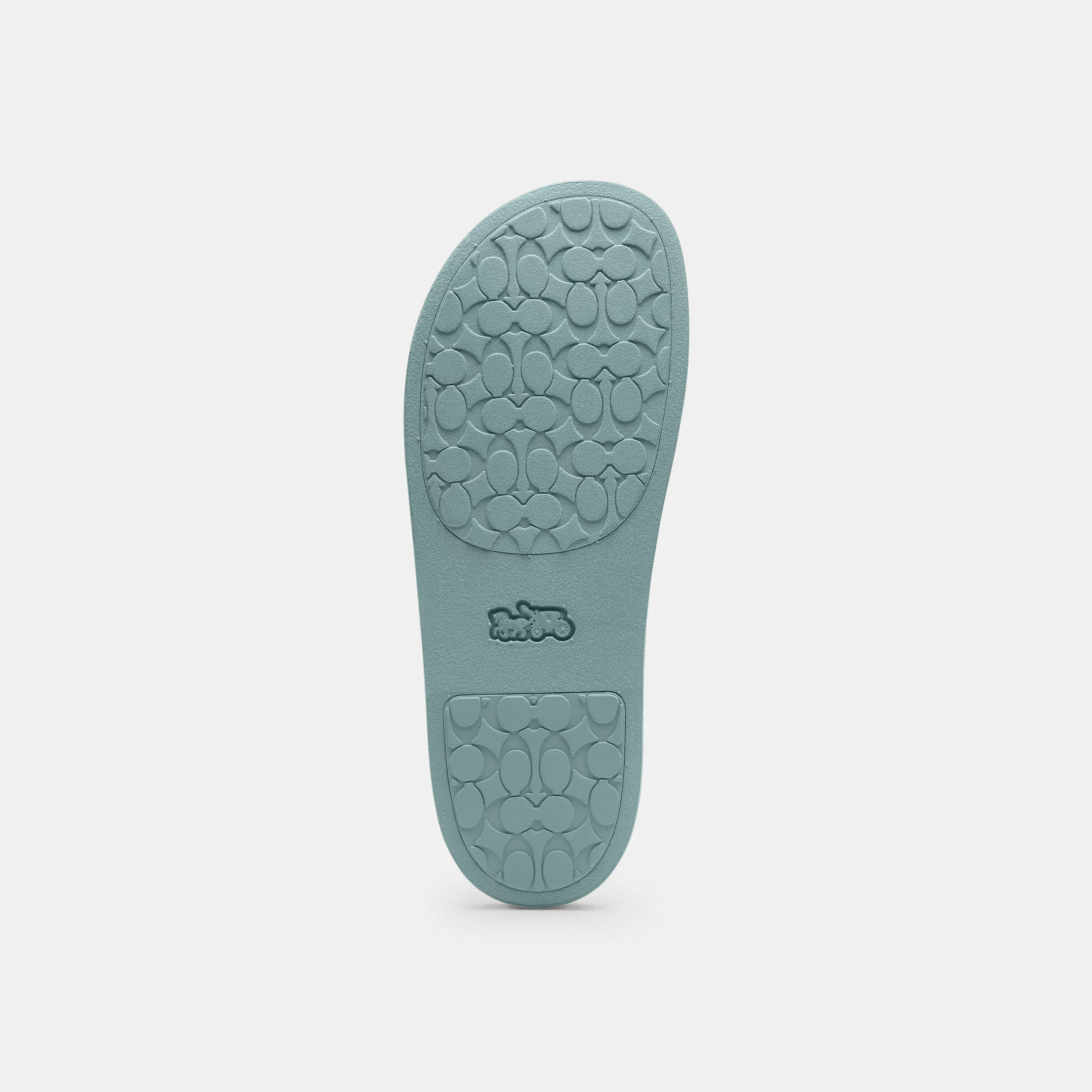 COACH®,Udele Sport Slide In Signature Jacquard Canvas,Rubber,EVA,Canvas,Slides,Fabric,Logo,Pull Tab,Casual,Blue,Outsole View