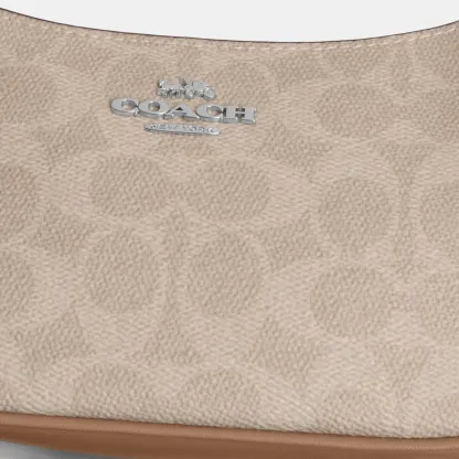 COACH®,Teri Mini Crossbody Bag In Signature Canvas,Polyester,Canvas,Recycled Polyester,Shoulder Bag,Adjustable,2 in 1,Vega...,Beige,Closer View