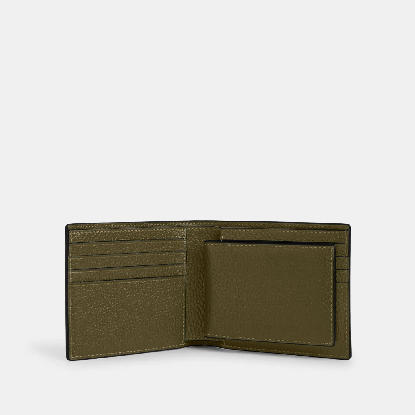 COACH®,3-In-1 Wallet,Leather,Bi Fold,Casual, Father's Day,Olive,Inside View,Top View