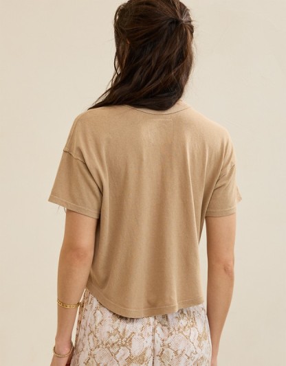 Aerie Summer Breeze Cropped T-Shirt - Toasted Almond