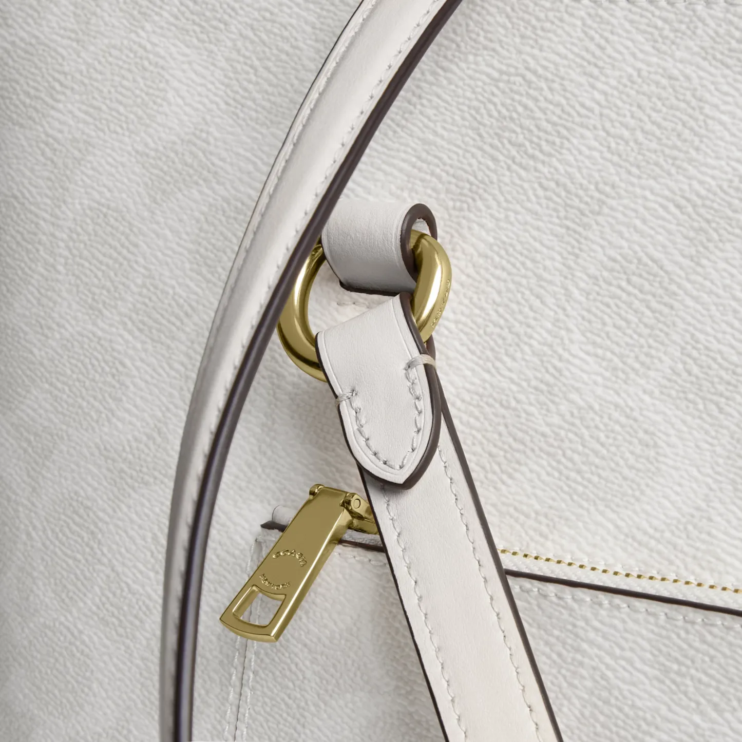 COACH®,Station Tote Bag In Signature Canvas,Canvas,Fabric,Mixed Media,Leather,Tote,Logo,Pattern,Luggage Tag,Lined,Silver M...,Multi Color,Closer View