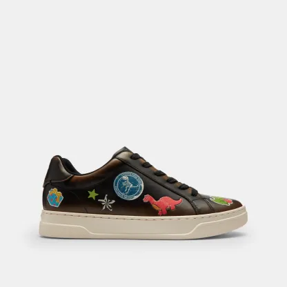 COACH®,Rexy 10 Th Birthday High Line Sneaker With Sticker Print,,Angle View