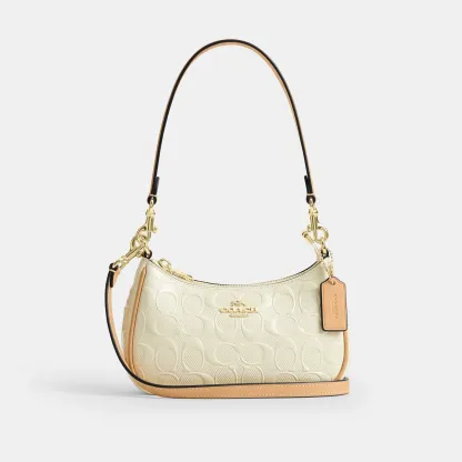 COACH®,Teri Mini Crossbody Bag In Signature Leather,Cream,Front View