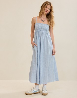 Aerie Straight Neck Midaxi Dress - Rome Blue