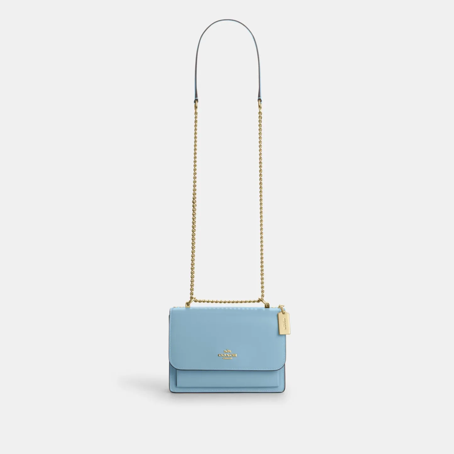 COACH®,Klare Crossbody Bag,Calfskin Leather,Leather,Crossbody,Metal,Logo,Luggage Tag,Adjustable,Lined,Compact,Gold Metal,D...,Blue