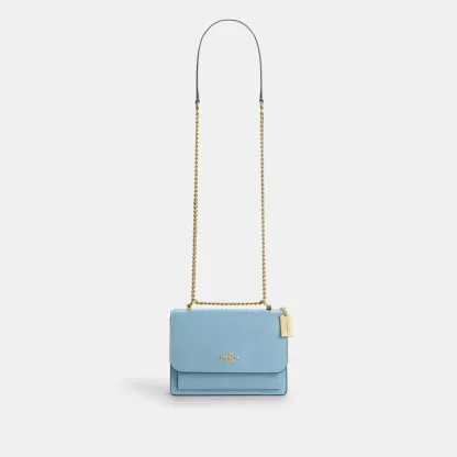 COACH®,Klare Crossbody Bag,Calfskin Leather,Leather,Crossbody,Metal,Logo,Luggage Tag,Adjustable,Lined,Compact,Gold Metal,D...,Blue