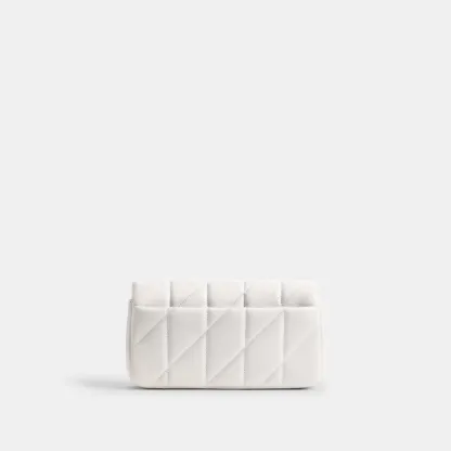 COACH®,Tabby Chain Crossbody Bag 19 With Quilting,Lining Leather,Leather,Crossbody,Wristlet,Logo,Pattern,Stitching,Embelli...,White,Back View