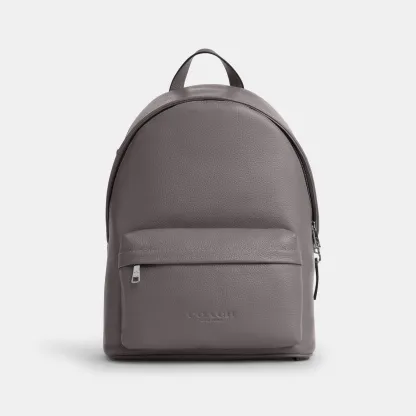 COACH®,Taylor Backpack,Polyester,Recycled Polyester,Leather,Backpack,Lined,Sustainable,Suitcase Sleeve,Casual,Gray,Front View