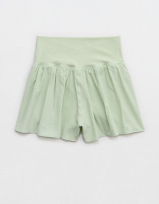 OFFLINE By Aerie Real Me Seersucker Crossover Flowy Short - Overcast Green