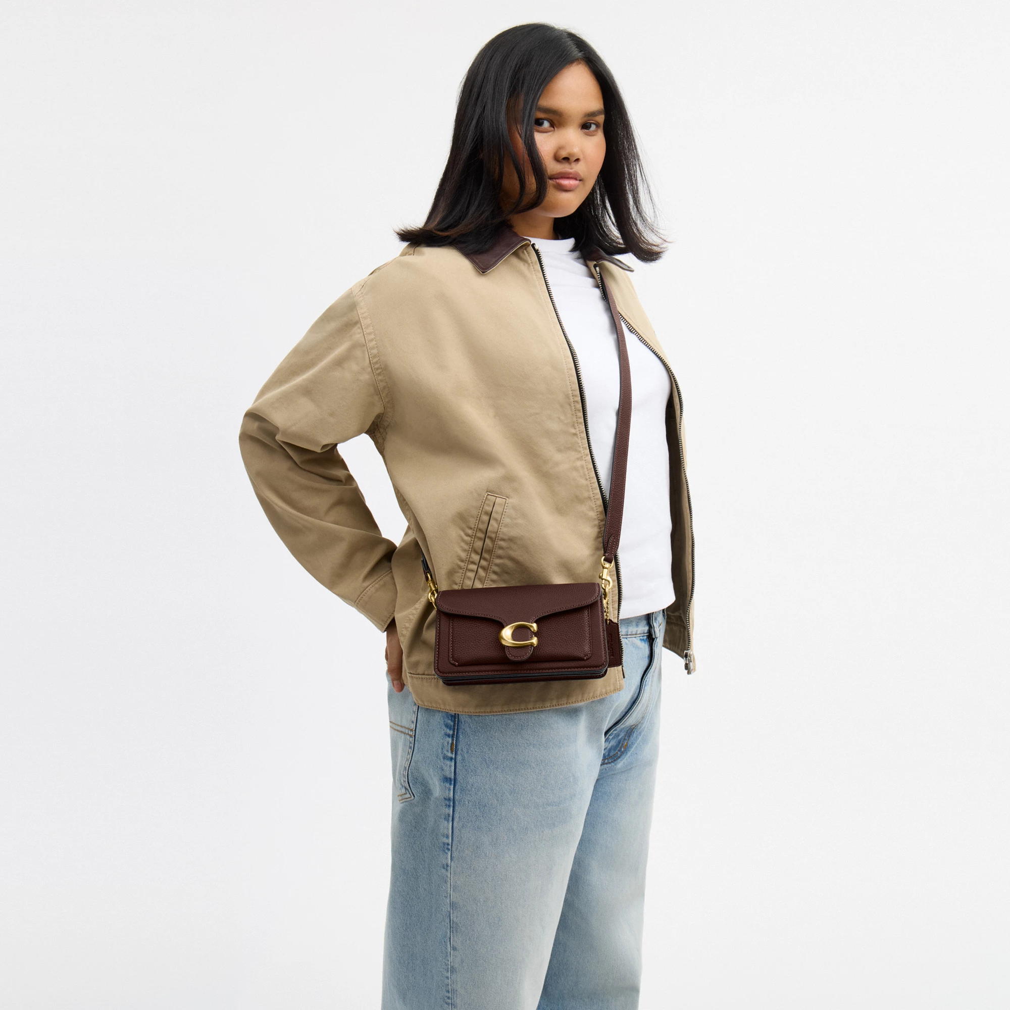 COACH®,Tabby Shoulder Bag 20,Leather,Shoulder Bag,Embossed,Metal,Logo,Day Party,Brown