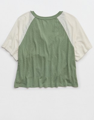 OFFLINE By Aerie Bouncy Cotton Colorblock T-Shirt - Hiker Olive