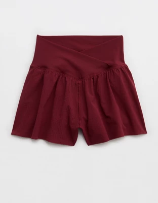 OFFLINE By Aerie Real Me Seersucker Crossover Flowy Short - Deep Ruby