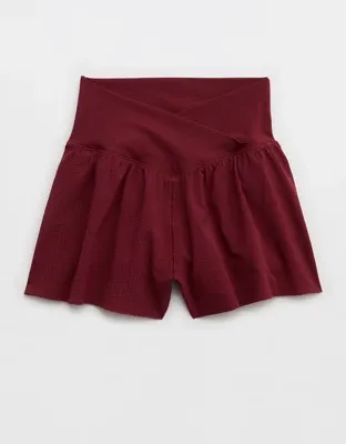 OFFLINE By Aerie Real Me Seersucker Crossover Flowy Short - Deep Ruby