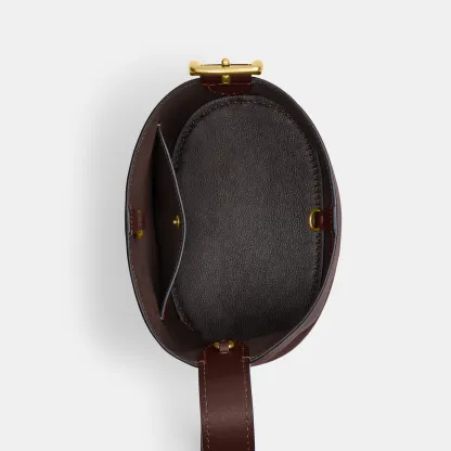 COACH®,Bleecker Bucket Bag 21,Leather,Bucket,Adjustable,Compact,Removable Pouch,Gold Metal,Casual,Brown,Inside View,Top View