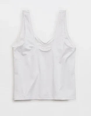 SMOOTHEZ Cotton Blend Ruched Tank Top - White
