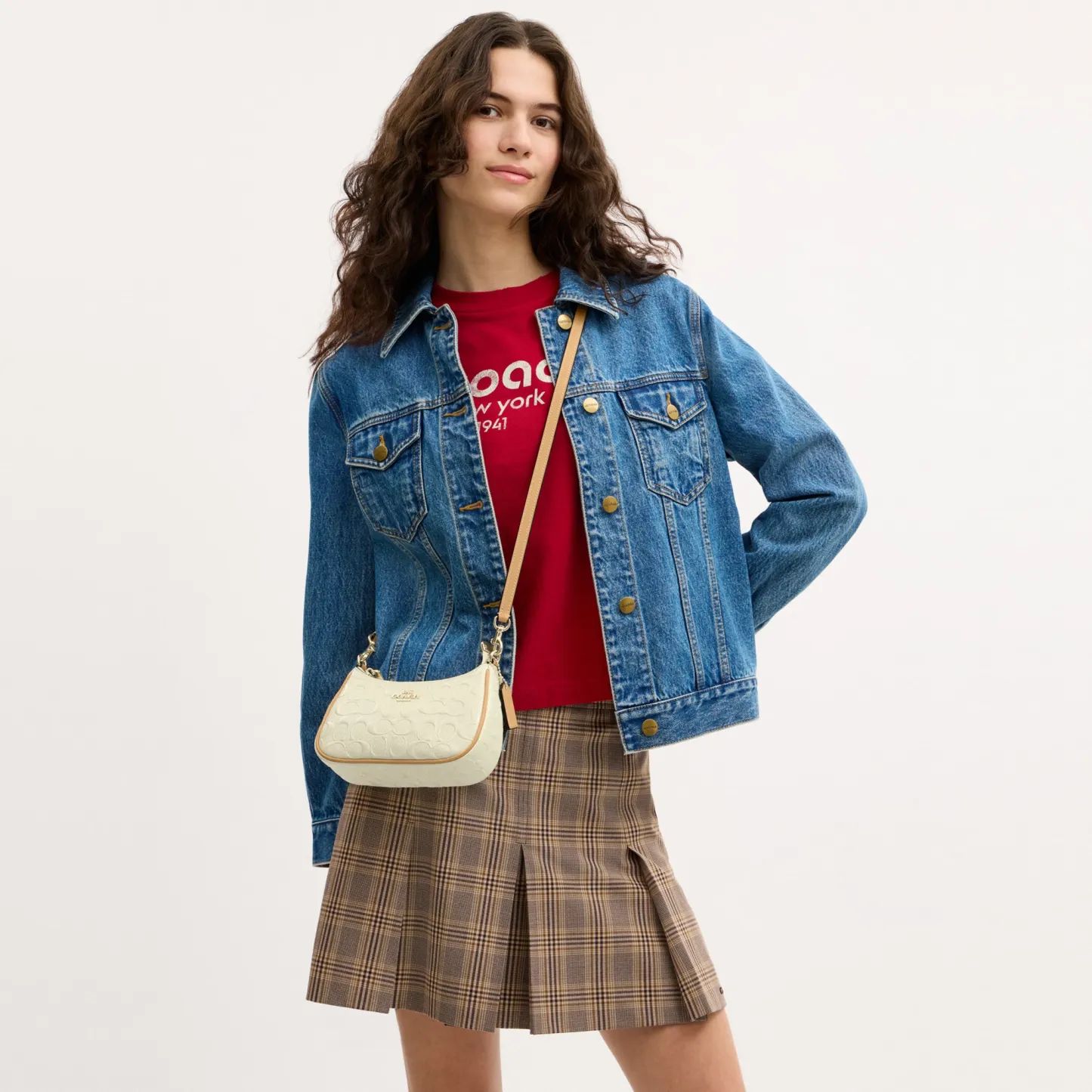 COACH®,Teri Mini Crossbody Bag In Signature Leather,Cream