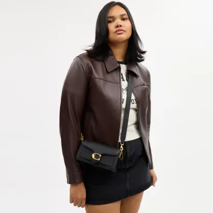 COACH®,Tabby Shoulder Bag 20,Leather,Shoulder Bag,Embossed,Metal,Logo,Day Party,Black