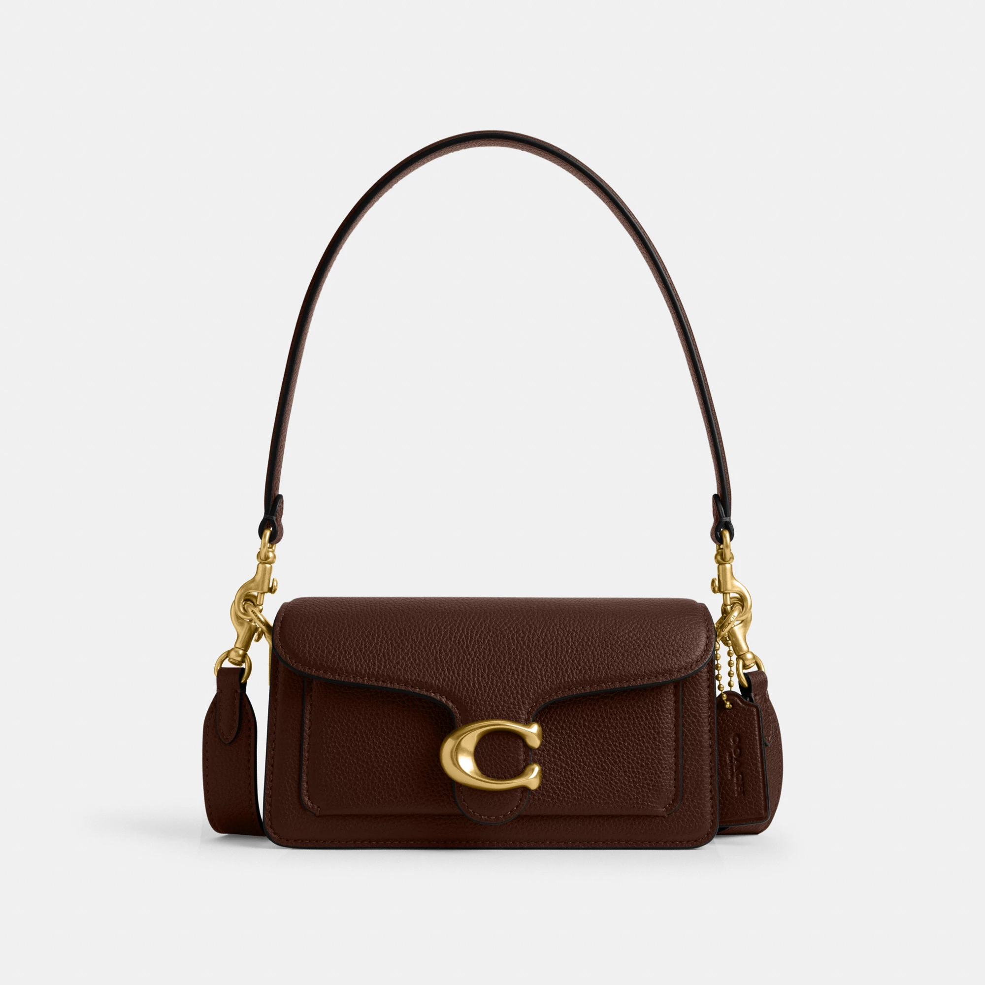 COACH®,Tabby Shoulder Bag 20,Leather,Shoulder Bag,Embossed,Metal,Logo,Day Party,Brown,Front View