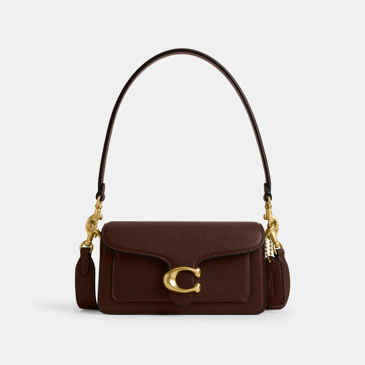 COACH®,Tabby Shoulder Bag 20,Leather,Shoulder Bag,Embossed,Metal,Logo,Day Party,Brown,Front View