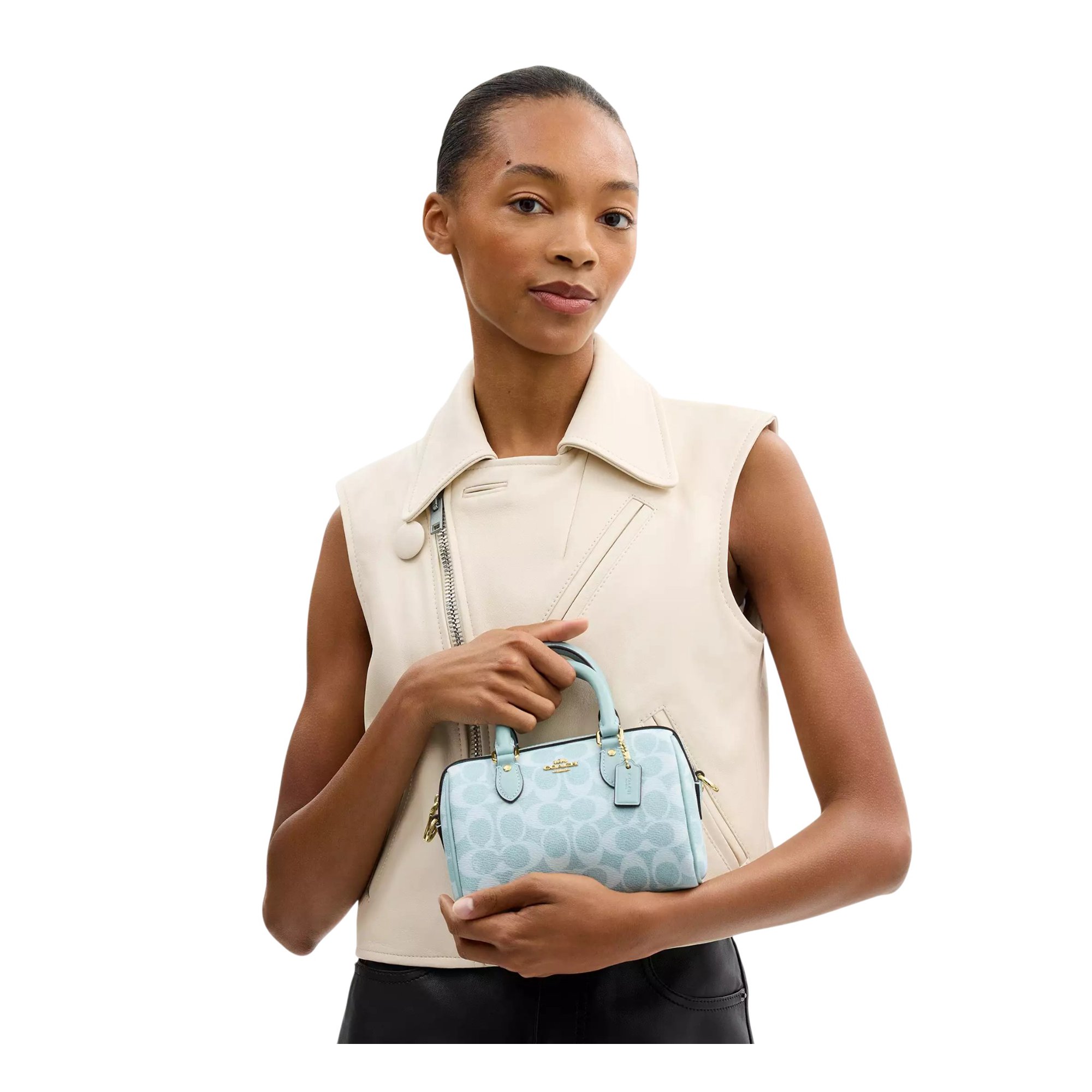 Coach Mini Rowan Crossbody Bag In Signature Canvas (Light Blue) - Light Blue - view 10