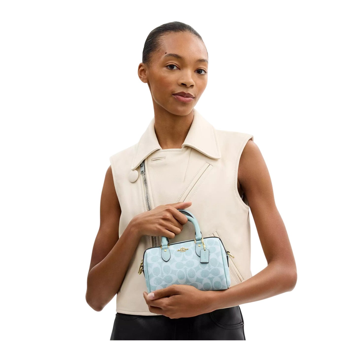 Coach Mini Rowan Crossbody Bag In Signature Canvas (Light Blue) - Light Blue - view 10