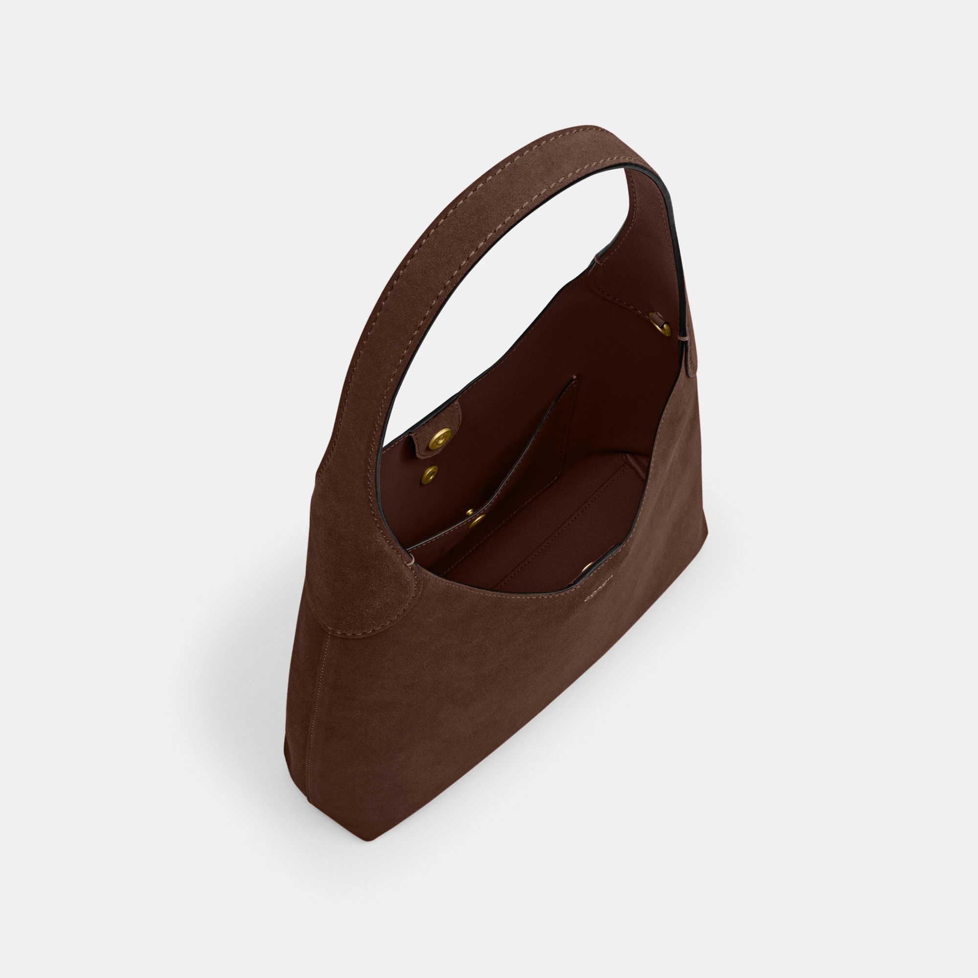 COACH®,Brooklyn Shoulder Bag 28,Suede,Leather,Hobo,Logo,Casual,Brown,Inside View,Top View