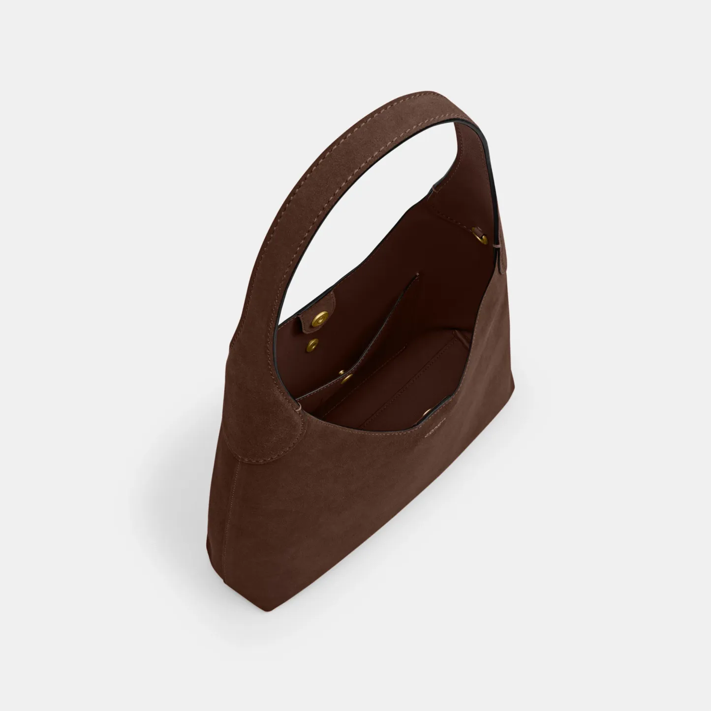 COACH®,Brooklyn Shoulder Bag 28,Suede,Leather,Hobo,Logo,Casual,Brown,Inside View,Top View