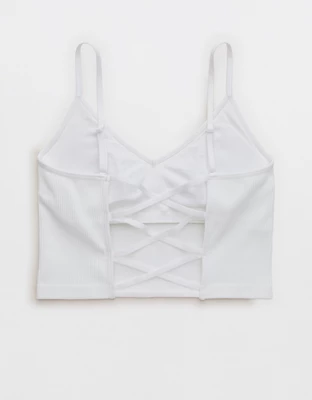 Superchill Seamless Rib Padded Bra Top - White
