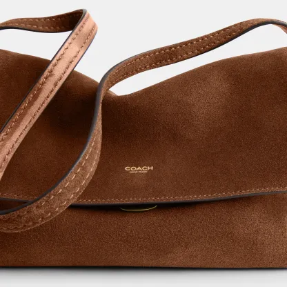 COACH®,Chelsea Shoulder Bag 30,Suede,Leather,Shoulder Bag,Brass,Casual,Brown,Closer View