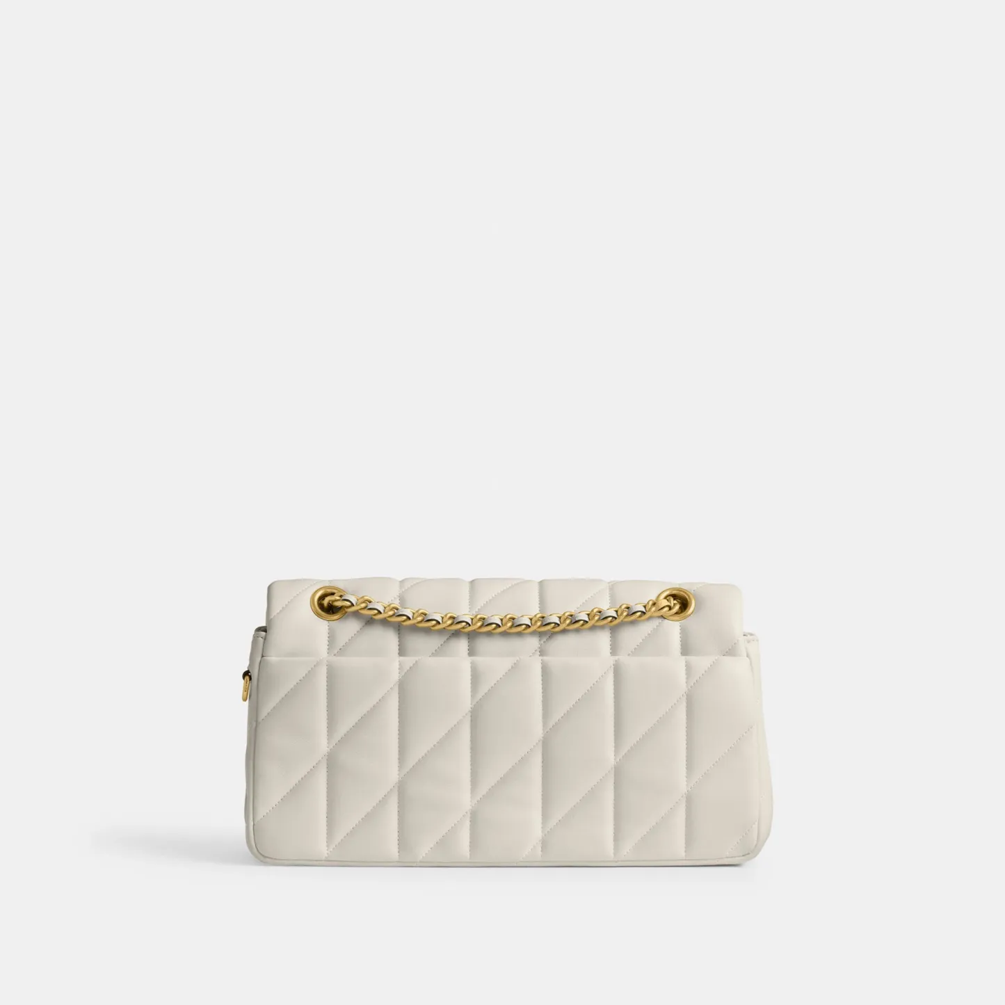 COACH®,Tabby Shoulder Bag 26 With Pillow Quilting,Leather,Shoulder Bag,Metal,Logo,Shoulder Guard,Silver Metal,Day Party,Cream,Back View