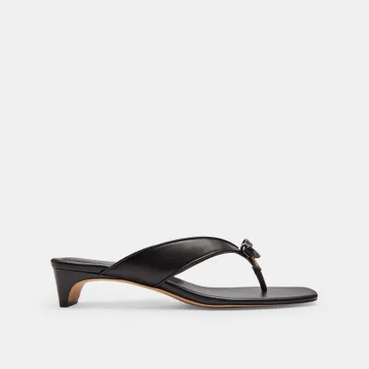COACH®,Bow Thong Kitten Heel,Black,Angle View