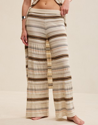 Aerie Open Knit Shimmer Pant - Cake Batter