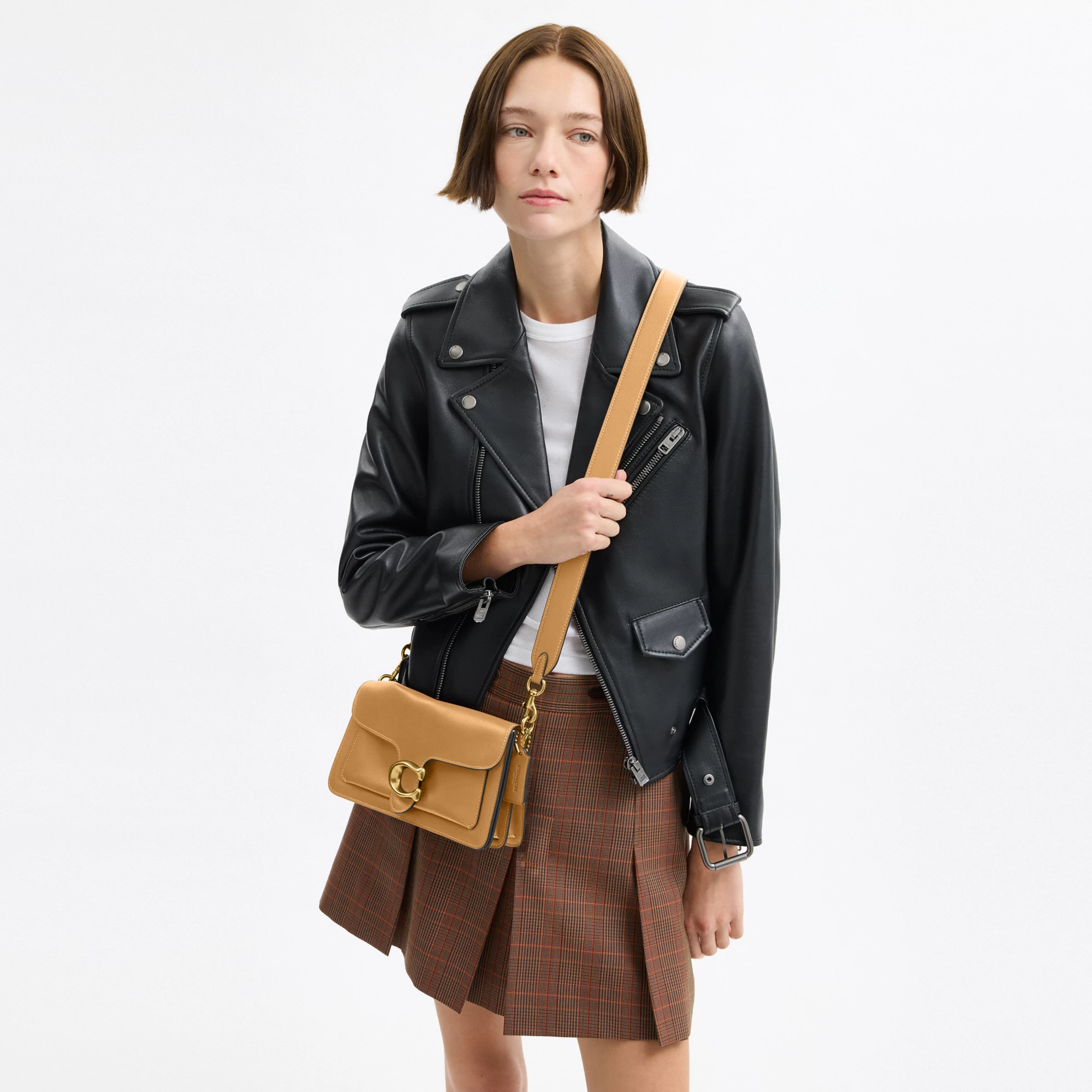 COACH®,Tabby Shoulder Bag 26,Leather,Shoulder Bag,Logo,Metal,Compact,Brass,Casual,Beige