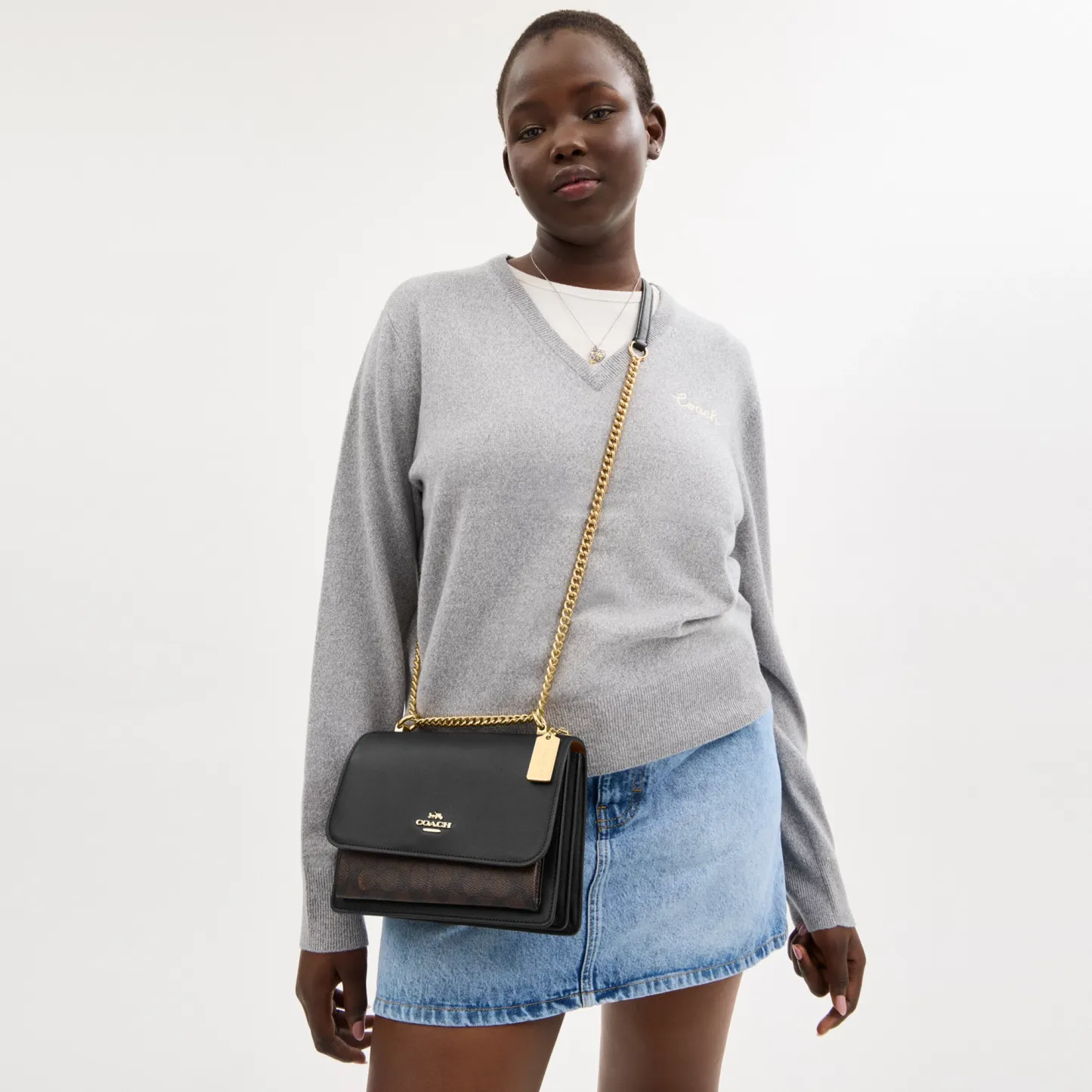 COACH®,Klare Crossbody Bag In Signature Canvas,Crossbody,Chain Detail,Pattern,Day Party,Black