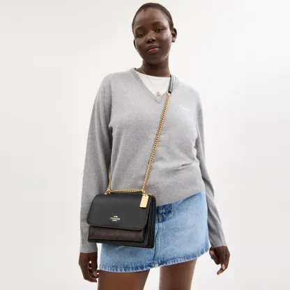 COACH®,Klare Crossbody Bag In Signature Canvas,Crossbody,Chain Detail,Pattern,Day Party,Black